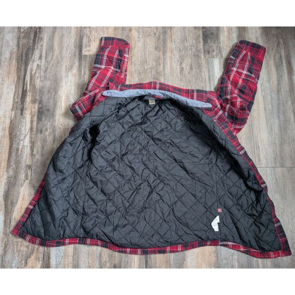LL L.L. Bean Men's Quilt Lined Plaid Flannel Shirt Jacket Size Small 298234 Red - Picture 7 of 7